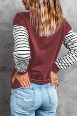 Women's Red Striped Star Long Sleeve Top