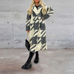 Long Printed Woolen Coat