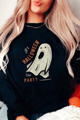 Halloween Print Crew Neck Long Sleeve Casual Sweatshirt