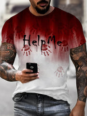 Men's Bloody Help Me Halloween Print T-Shirt