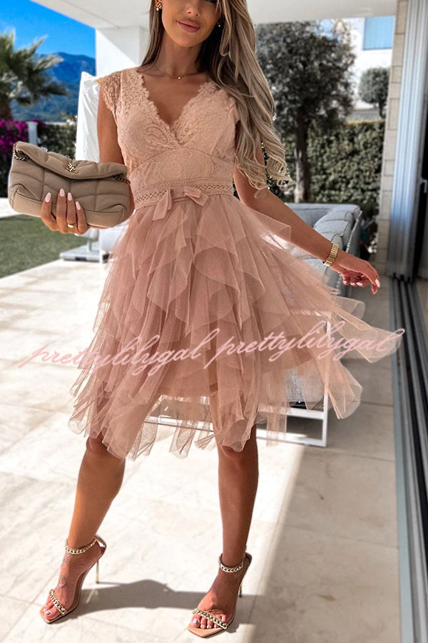 Infinite Beauty Lace Tulle Midi Dress