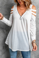 Women's Casual White Long Sleeve Top