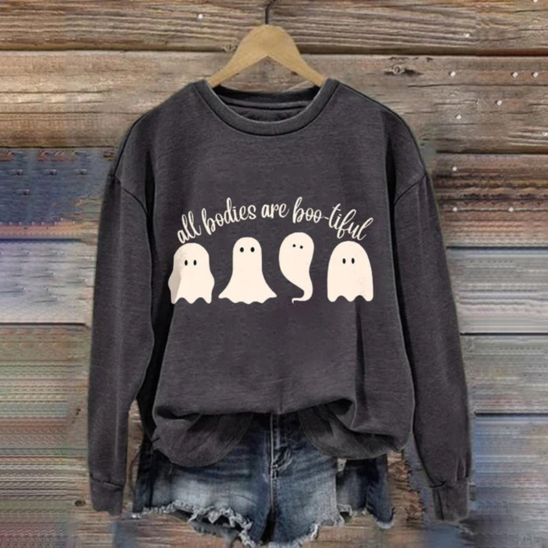 All Bodies Are Boo-tiful Print Casual Sweatshirt