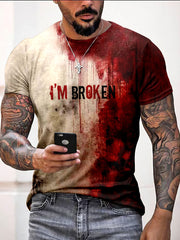 Halloween I'M Broken Bloody Print Casual T-Shirt