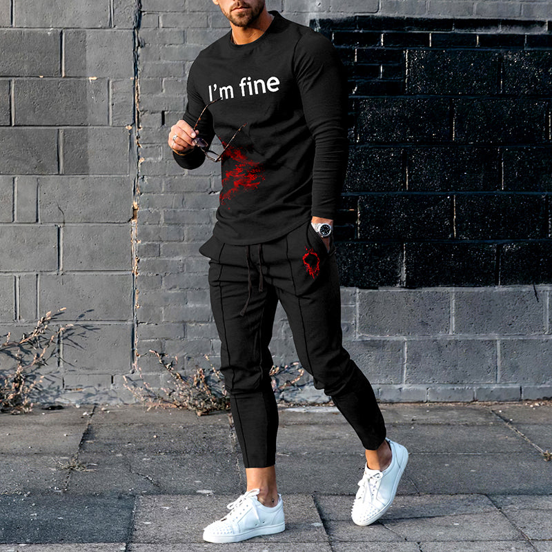I'M Fine Halloween T-Shirt And Pants Two Piece Set
