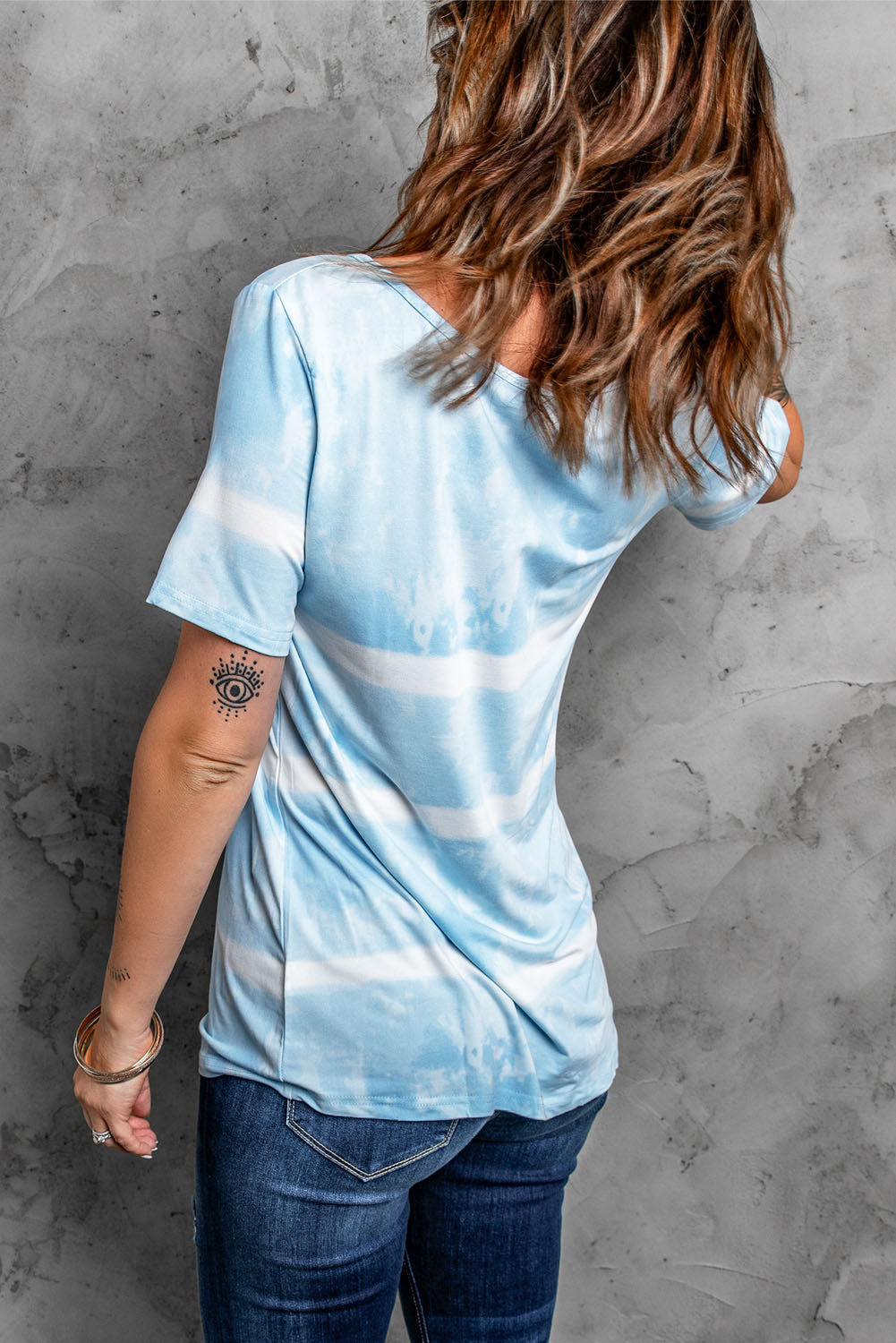 Women's Sky Blue Tie-dye Top