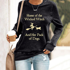 Home Of The Wicked Witch And Her Pack Of Dogs Halloween Pattern Women'S Sweatshirt
