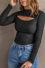 Women's Mock Neck Ribbed Knit Top
