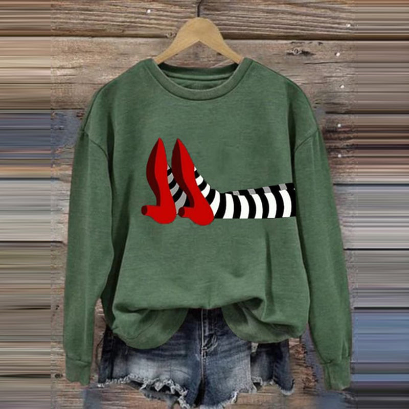 Women's Halloween Red Shoes Print Sweatshirt
