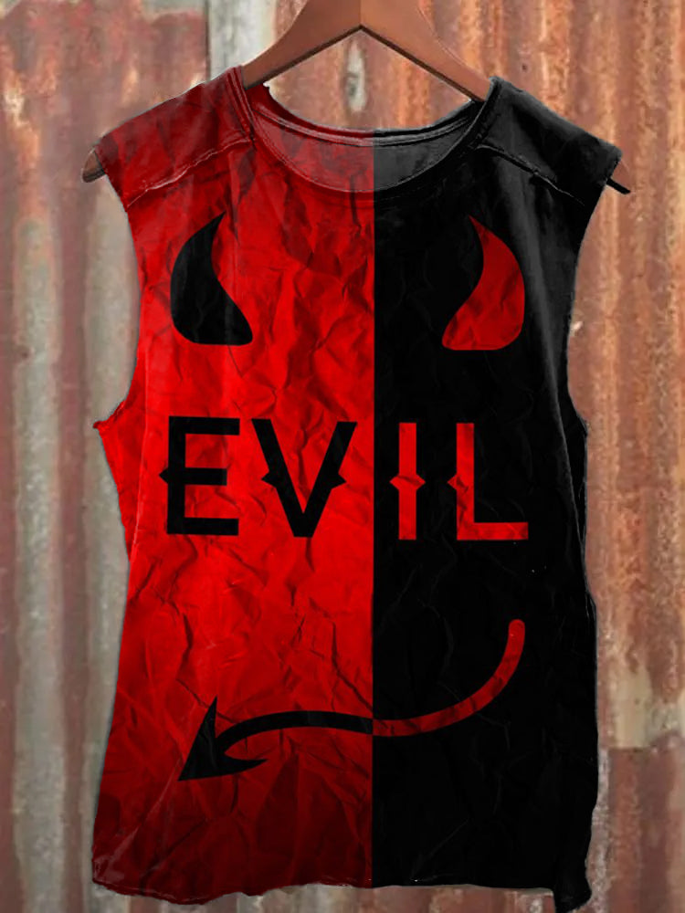 Demon Face Halloween Vintage Tank Top