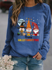 Halloween Christmas Gnome Print Crewneck Sweatshirt