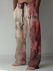 I AM FINE Bloody Print Casual Pants