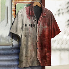 Men's Bloody I'm Fine Halloween Print Shirt