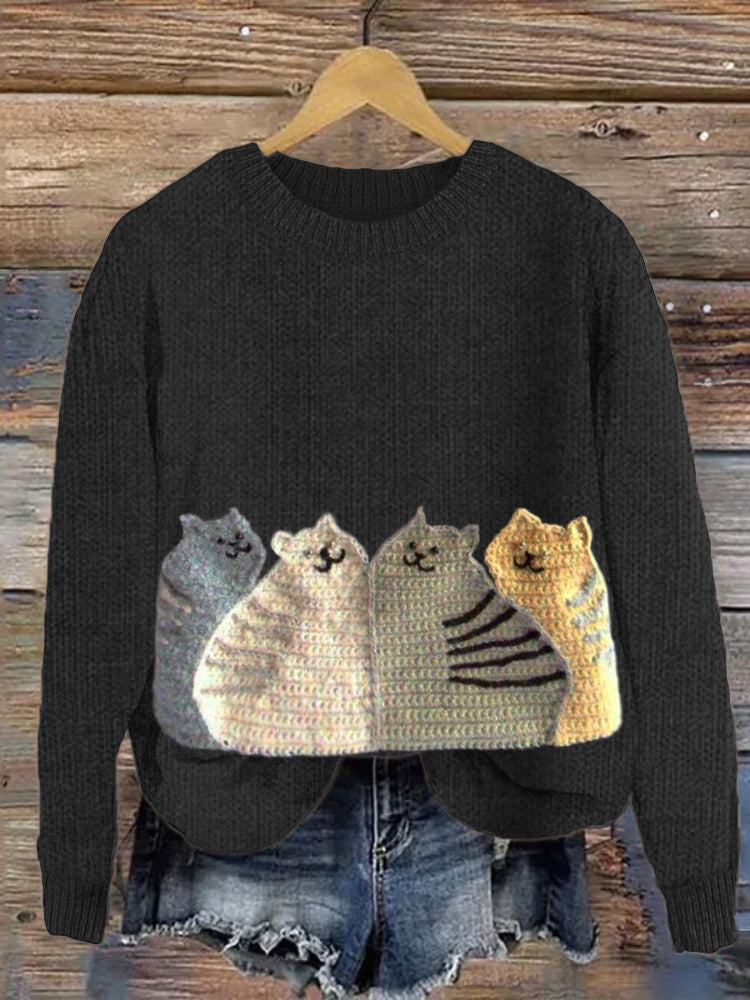 Cute Cats Knit Cozy Sweater