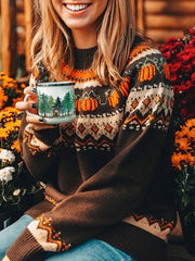 Vintage Halloween Pumpkin Crew Neck Sweater