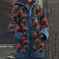 Vintage Rose Art Cozy Cardigan Sweater