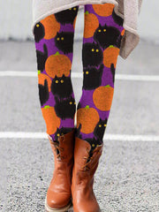 Halloween Black Cat Casual Leggings