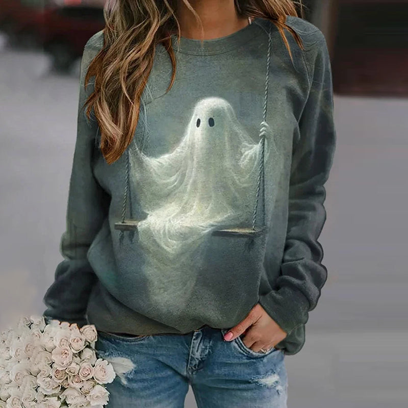 Ghost Ladies Print Long Sleeved Sweatshirt