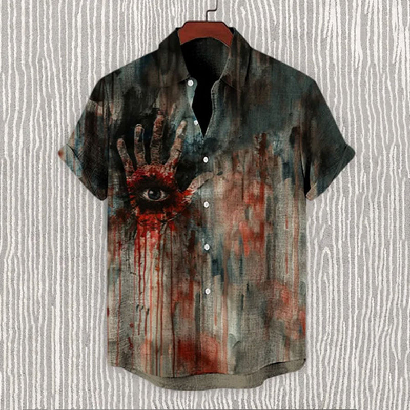 Men's Halloween Spooky Blood Print Casual Shirt