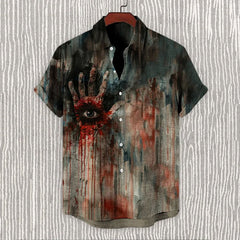 Men's Halloween Spooky Blood Print Casual Shirt