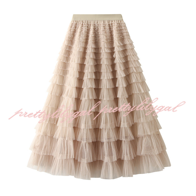 Be Your Own City Queen Tiered Elastic Waist Tulle Maxi Skirt