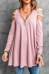 Women's Zip Neck Knit Tunic Top