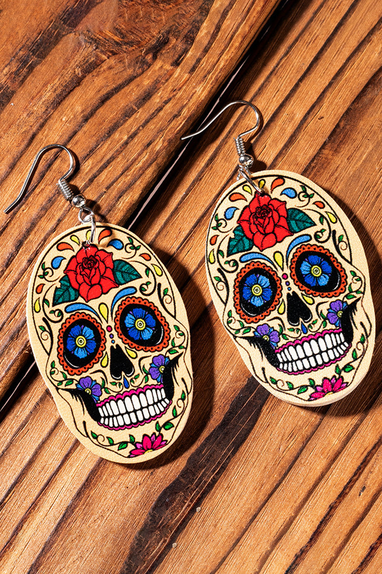 Casual Skull Floral Print Earrings