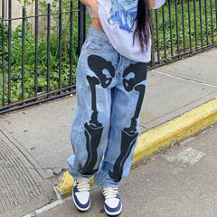 Halloween Print High Waist Straight Jeans