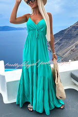 Boat Weekend Drawstring High Waist Tiered Swing Maxi Cami Dress