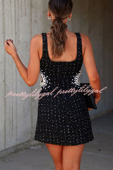 For The Fame Tweed Pearl Cutout Mini Dress