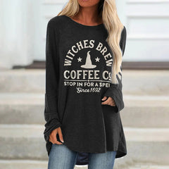 Witches Brew Coffee Co Stop In For A Spell Since 1692 Printed Tunic