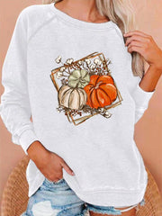 Halloween Pumpkin Print Cozy Long Sleeve Sweatshirt