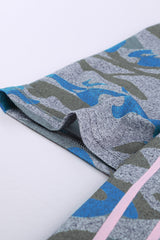 Women's Women Green Blue Short Sleeve MAMA Graphic Modern Camo Tee