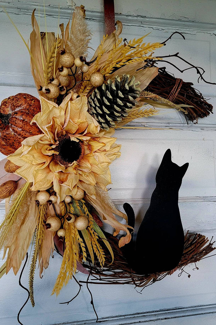 Halloween Cat Moon Flower Decoration