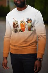 Halloween Gradient Skull Print Sweatshirt