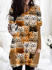 Colorful Cute Cats Embroidered Cozy Knit Tunic