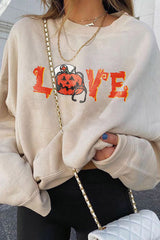 Halloween Print Crew Neck Casual Sweatshirt