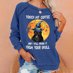 Halloween Print Crew Neck Casual Sweatshirt