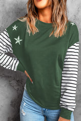 Women's Striped Star Long Sleeve Top