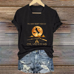 Women's Halloween On A Dark Desert Highway Cold Wind In My Hair Printed Casual Tee