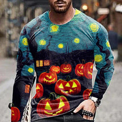 Men's Halloween Graphic Casual Long Sleeve T-Shirt