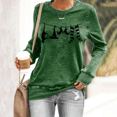 Halloween Printed Round Neck Casual Sweatshirt