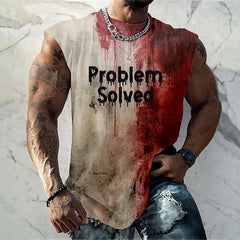 Men's Bloody Problem Solved Halloween Print Casual Tank Top