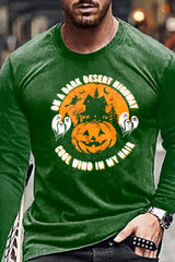 Men's Halloween Pumpkin Graphic Casual Long Sleeve T-Shirt