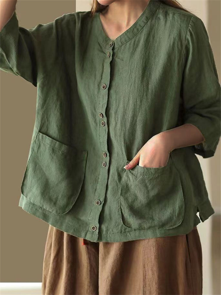 Patch Pockets Oversize Woven Jacket