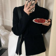 Retro Design Half Turtleneck  Sweater Top