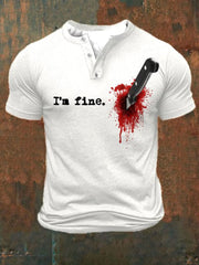 Men's  I'm Fine Print Henley Shirt