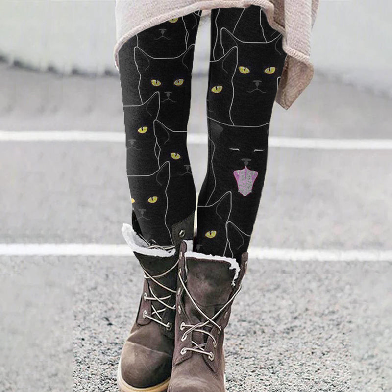 Casual Cat Print Leggings