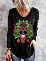 Sugarskull Coloured Art Print T Shirt