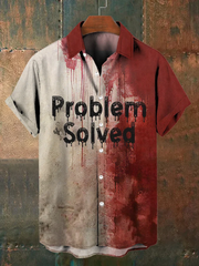 Men's Bloody Problem Solved Halloween Print Casual Shirts